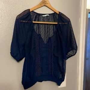 Maurices sheer peasant blouse